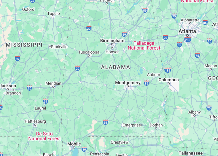 Map of Alabama (USA), 