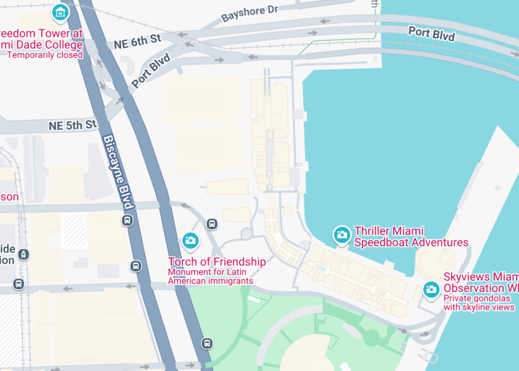 Map of Bayside Marketplace, Miami
