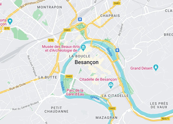 Map of Besançon, France