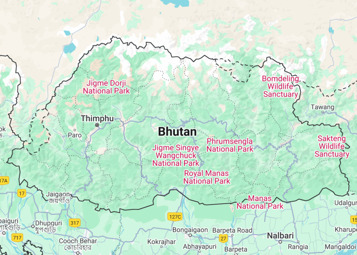 Map of Bhutan, 