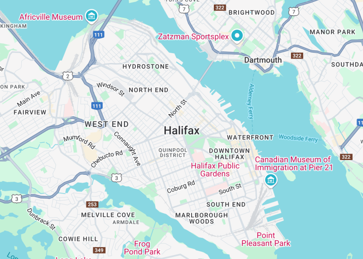 Map of Halifax, Canada