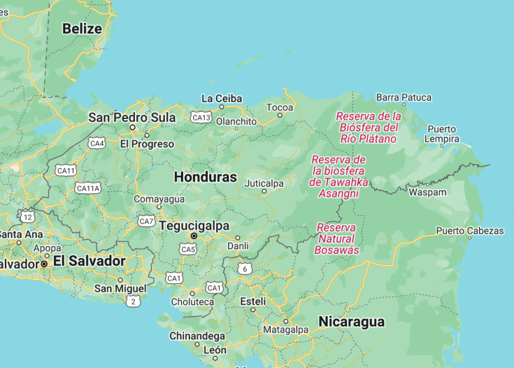 Map of Honduras, 