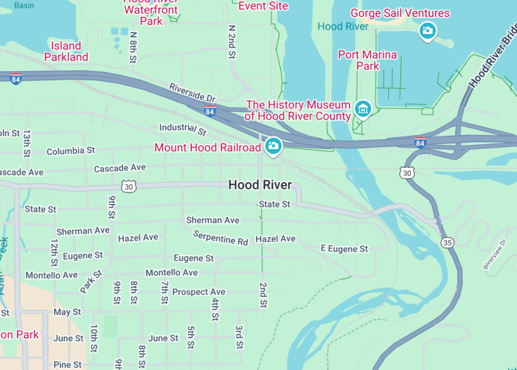 Map of Hood River, Oregon (USA)