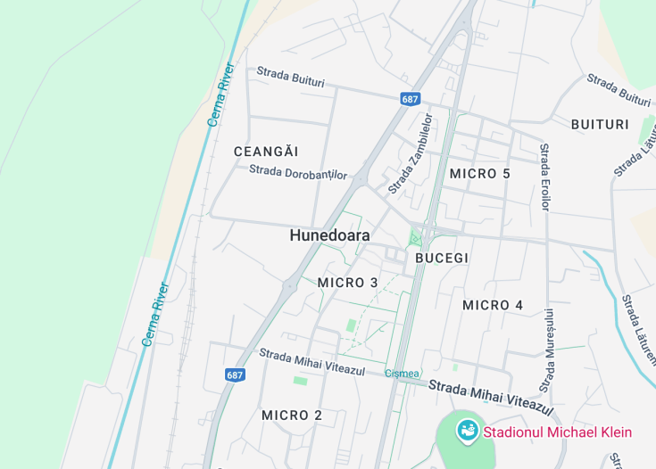 Map of Hunedoara, Romania