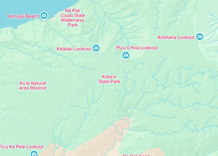 Map of Koke’e State Park, Waimea