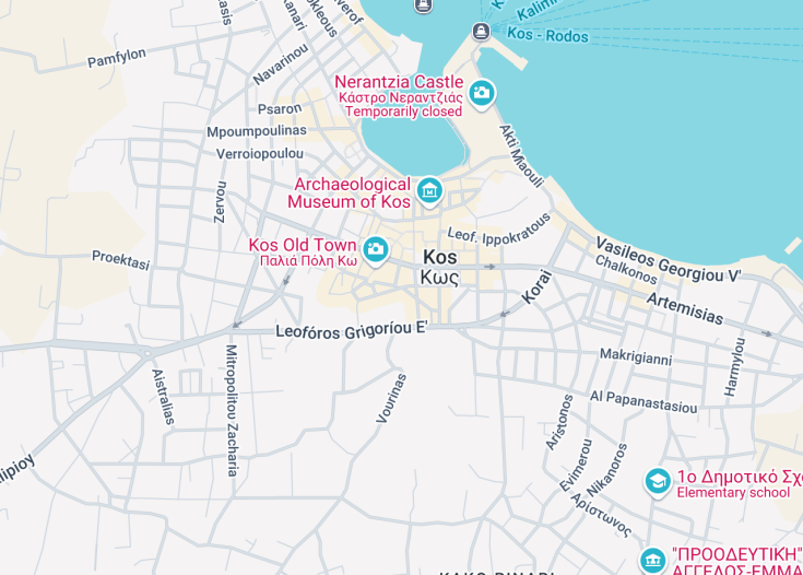 Map of Kos, Greece