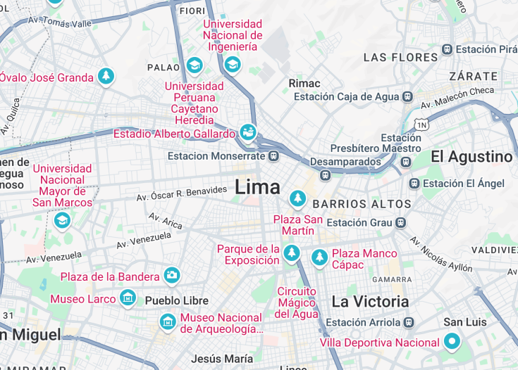 Map of Lima, Peru