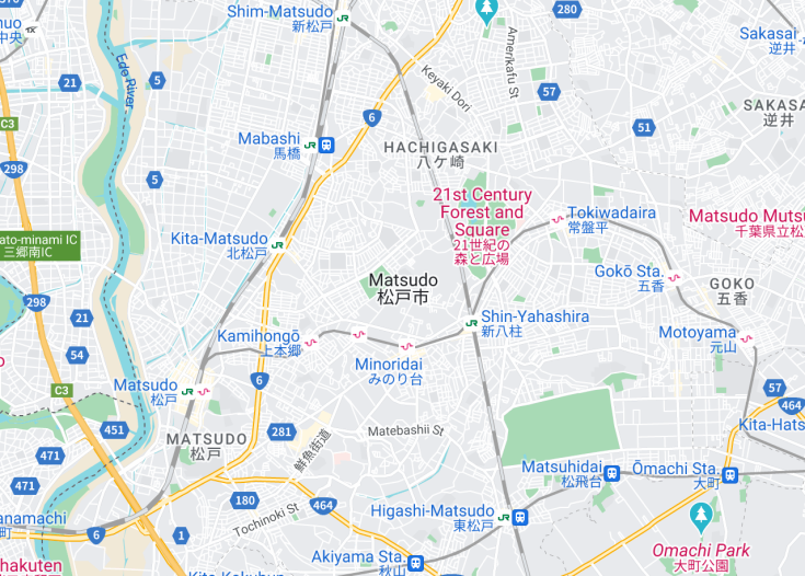 Map of Matsudo, Japan