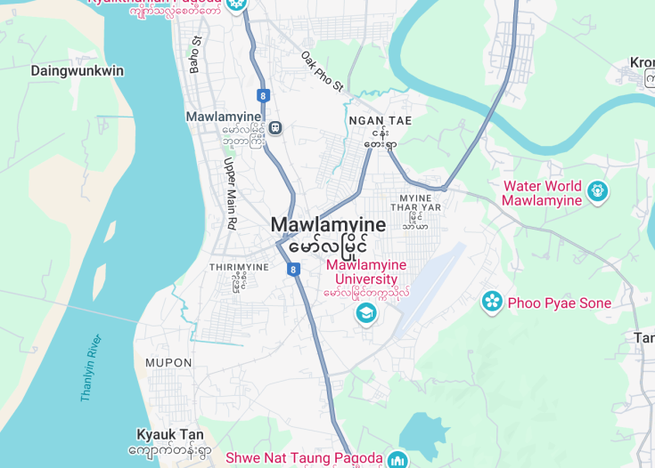 Map of Mawlamyine, Myanmar