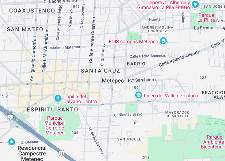 Map of Metepec, Mexico
