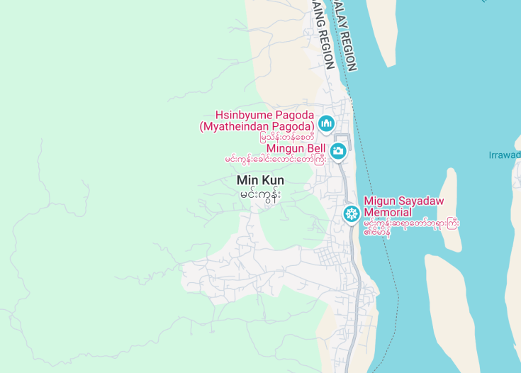 Map of Min Kun, Myanmar