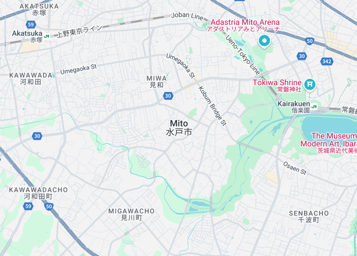 Map of Mito, Japan