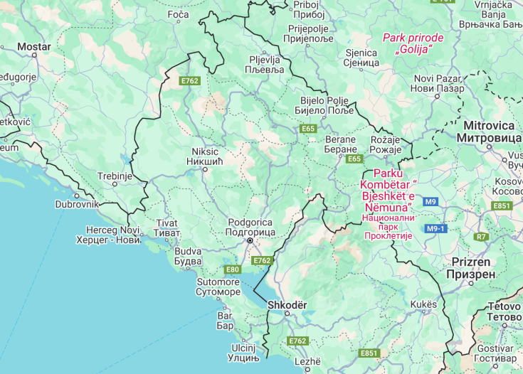 Map of Montenegro, 