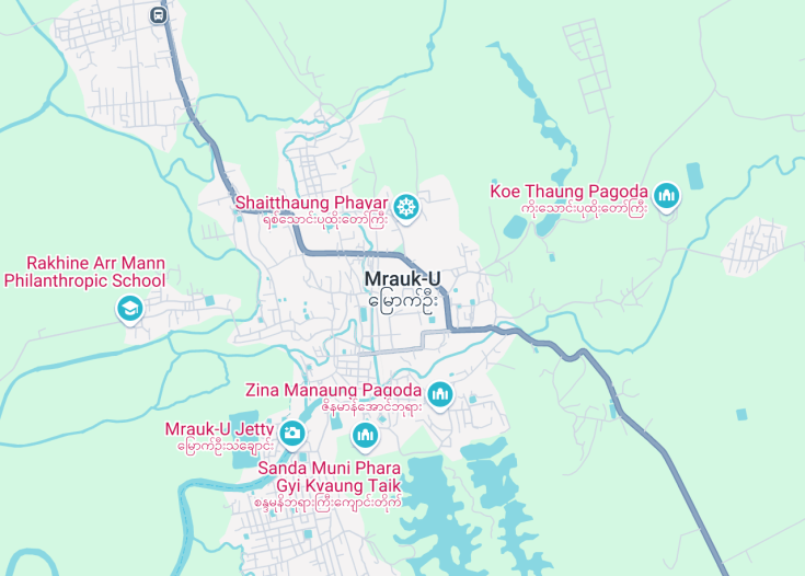 Map of Mrauk-U, Myanmar