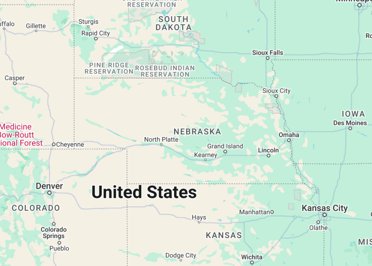 Map of Nebraska (USA), 