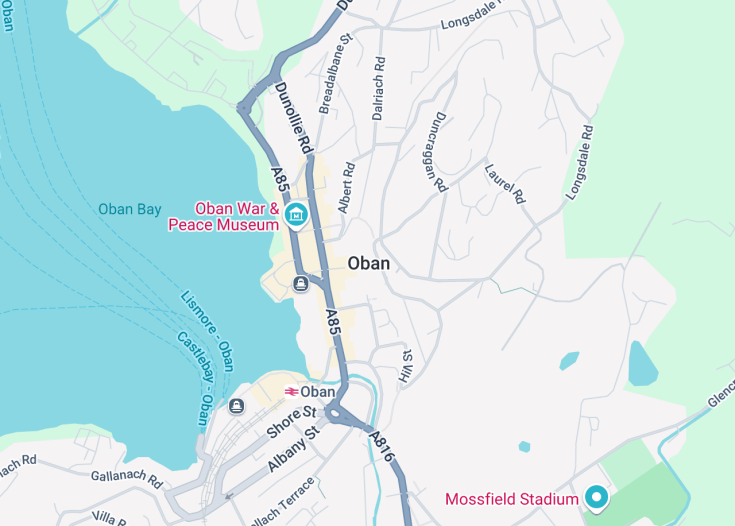 Map of Oban, Scotland (United Kingdom)