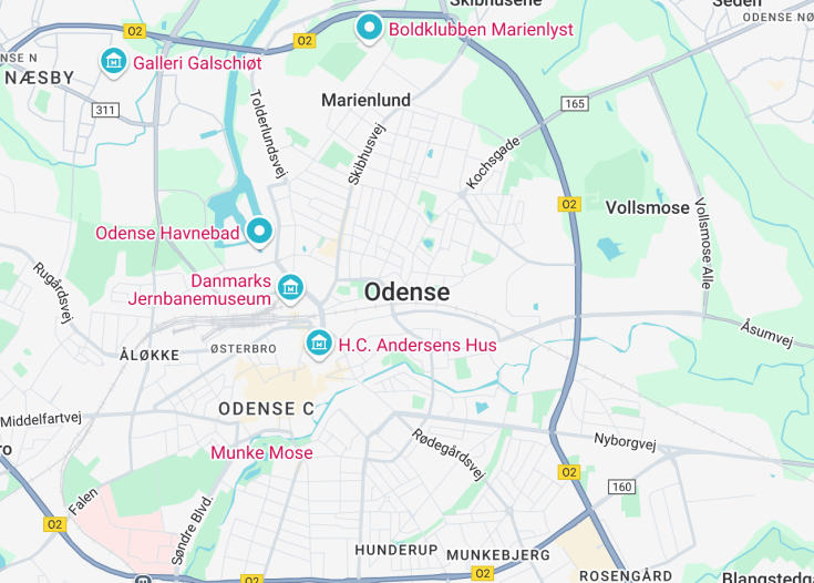 Map of Odense, Denmark