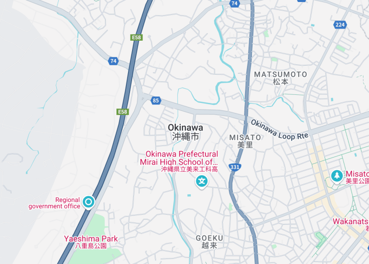 Map of Okinawa, Japan