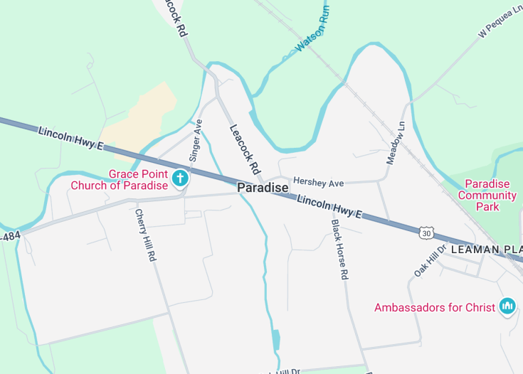 Map of Paradise, Pennsylvania (USA)