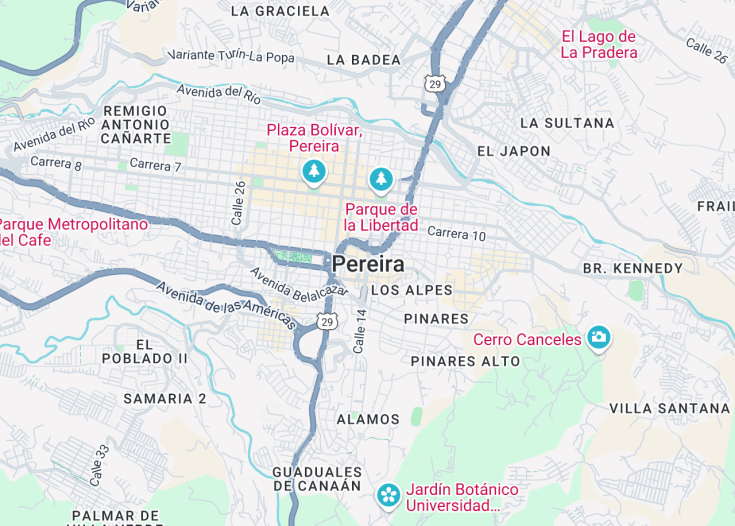 Map of Pereira, Colombia