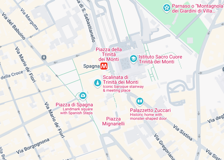 Map of Sallustiano obelisk at Trinità dei Monti, Rome