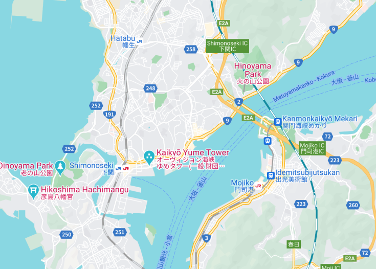 Map of Shimonoseki, Japan