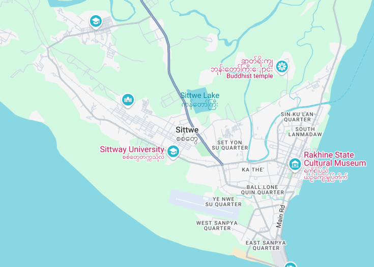 Map of Sittwe, Myanmar