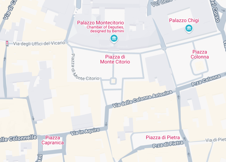 Map of “Solare” Obelisk at piazza di Montecitorio, Rome