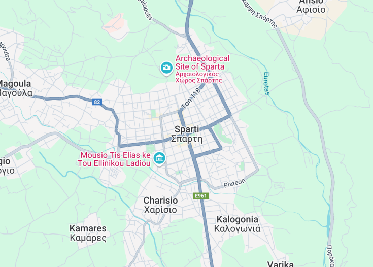 Map of Sparta, Greece