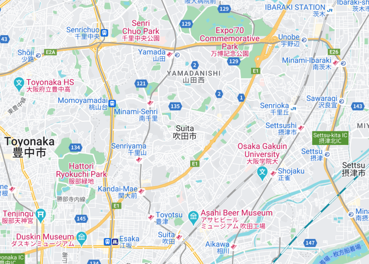 Map of Suita, Japan