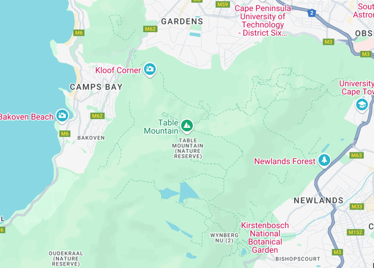 Map of Table Mountain National Park, Cape Town