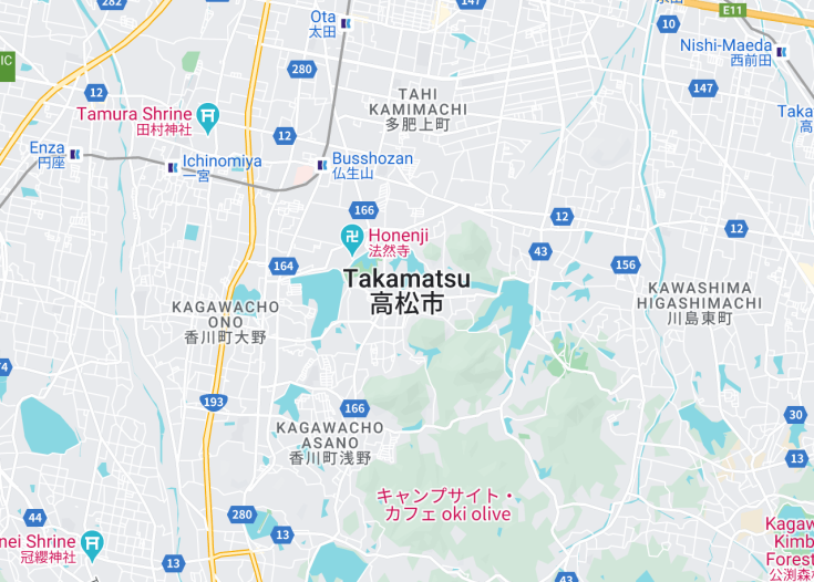 Map of Takamatsu, Japan