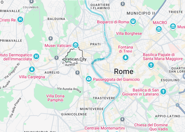 Map of Tiber River, Rome