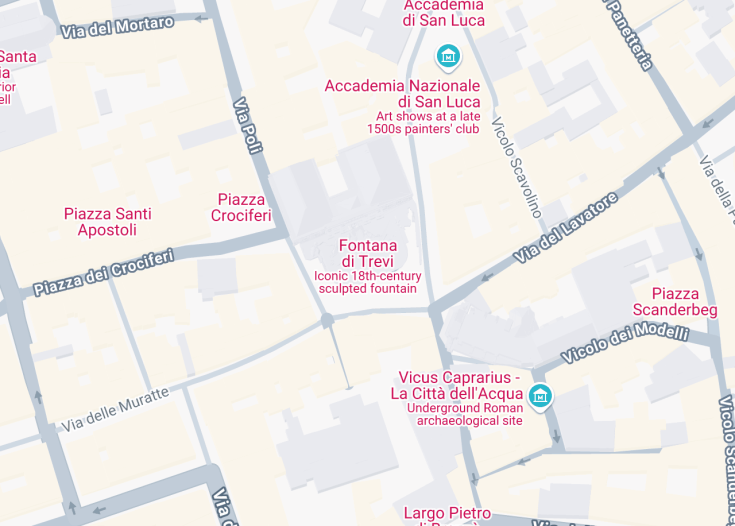 Map of Trevi fountain, Rome