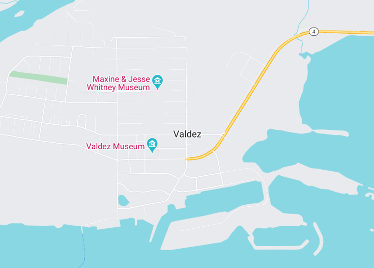 Map of Valdez, Alaska (USA)