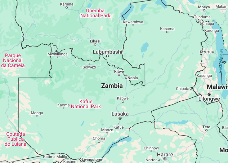Map of Zambia, 