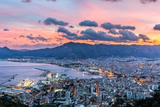 Panoramic View of Palermo and its Port at Sunset